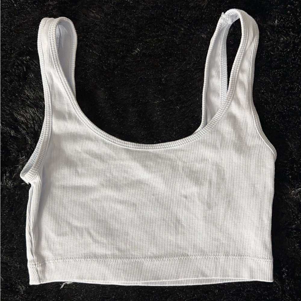 light blue cropped tank top
